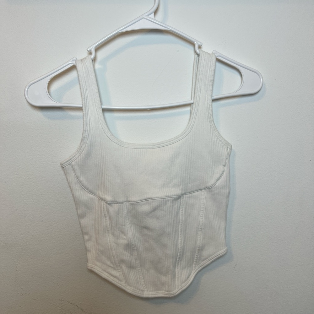 PINK Victoria's Secret White Ribbed Tank Top